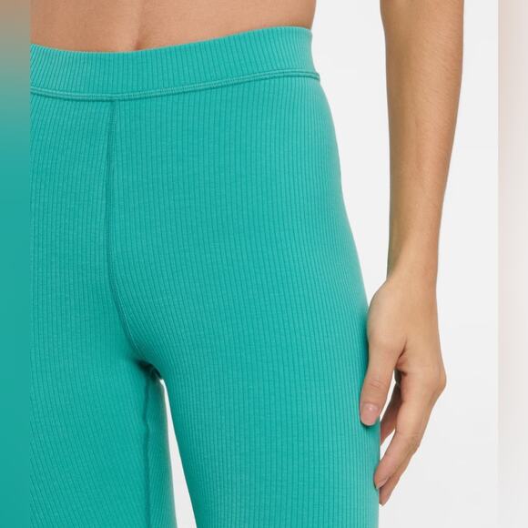 Alo Yoga Teal Blissful High-Waisted Ribbed Leggings Full Length Sz S Athleisure - Picture 2 of 10